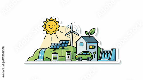 Sustainable energy sources power a green home and electric car (1)