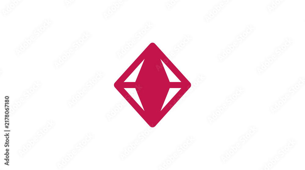 Fototapeta premium Pink abstract geometric diamond shape icon isolated.