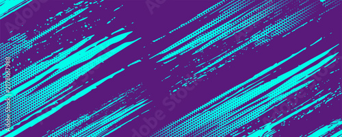 Abstract Sports Background with Blue and Purple Brush Texture and Halftone Effect. Grunge Background for Banner or Poster Design eps 10