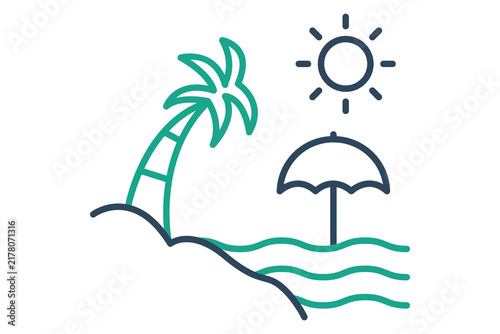 Beach icon. line icon style. icon related to summer. holiday elements vector illustration