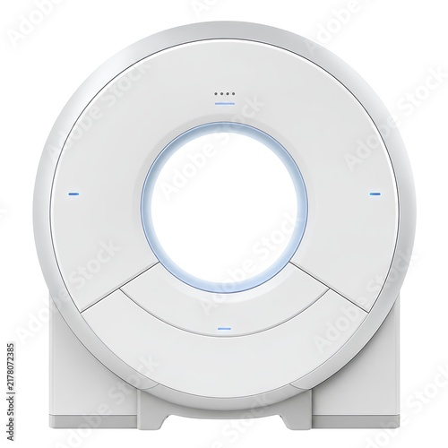 Futuristic Medical CT Scan Machine Front View Isolated on White Background