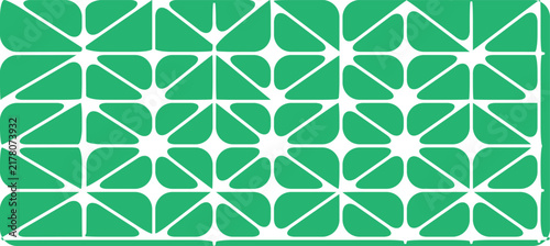 Green geometric pattern with rounded triangular shapes