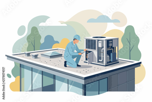 Home HVAC System Inspection and Maintenance Service Illustration