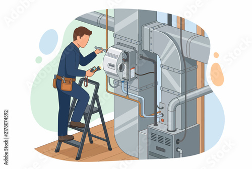 Home HVAC System Maintenance and Inspection by Technician