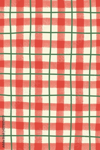 Autumn Checkered Pattern Background with Burnt Orange and Green Plaid Texture