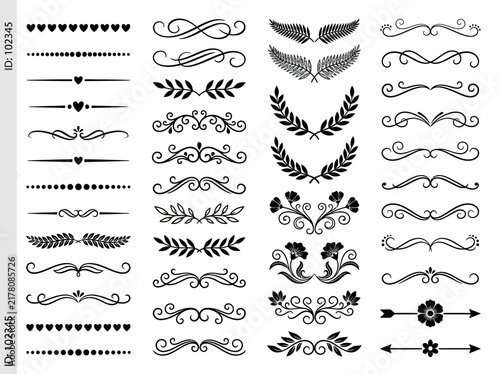 Vintage Decorative Dividers, Flourishes, and Floral Ornaments Collection