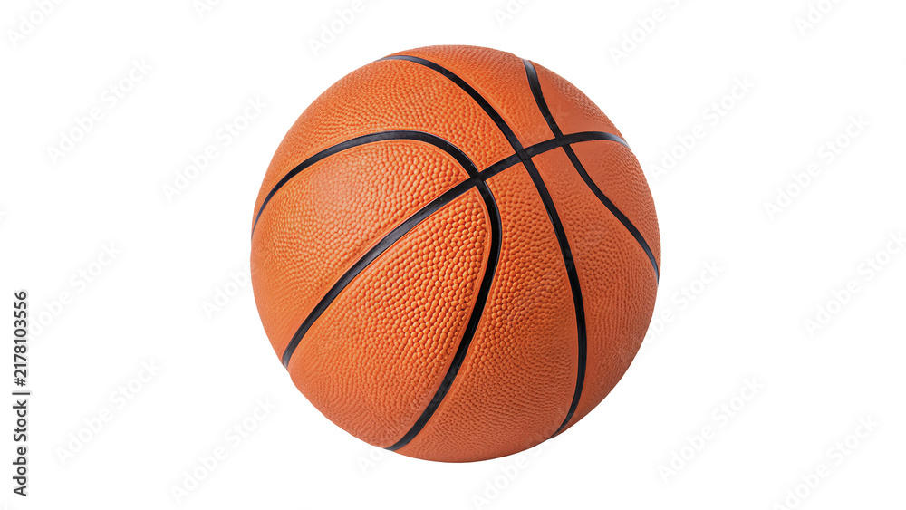 Fototapeta premium Classic orange leather basketball ball with black lines isolated on transparent background