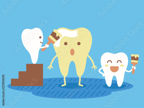 Cute Teeth Whitening Cartoon Illustration for Dental Care