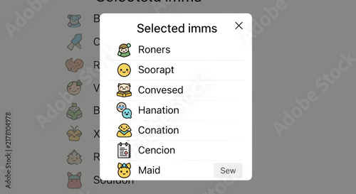 Digital interface showing selected image editing options and icons.