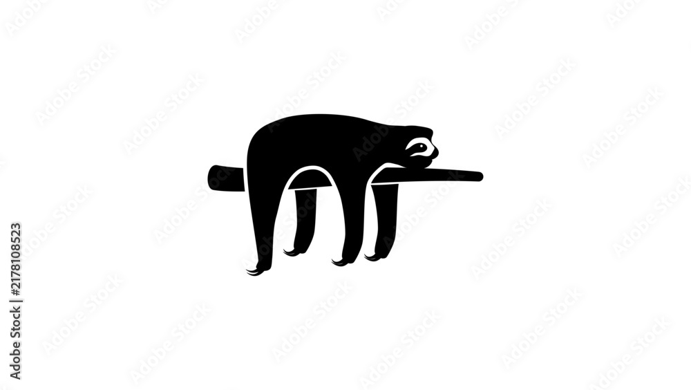 Fototapeta premium sloth on a branch, black isolated vector silhouette