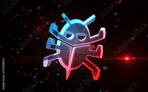Cuadro en lienzo Worm virus cyberattack symbol digital concept 3d illustration