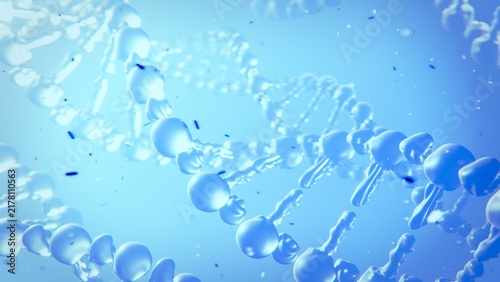 DNA is destroyed by viruses. Nerve Cell Structure with DNA Background - Scientific 3D Motion Graphic