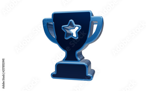 Fotografie A triumphant award trophy with a star emblem, rendered in a striking blue metallic finish, symbolizing achievement and victory