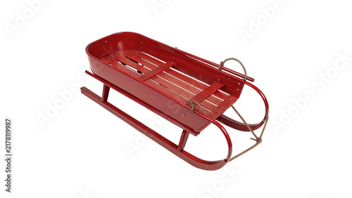 Obraz na plátne Classic vintage red metallic winter snow sled sledge isolated on transparent bac