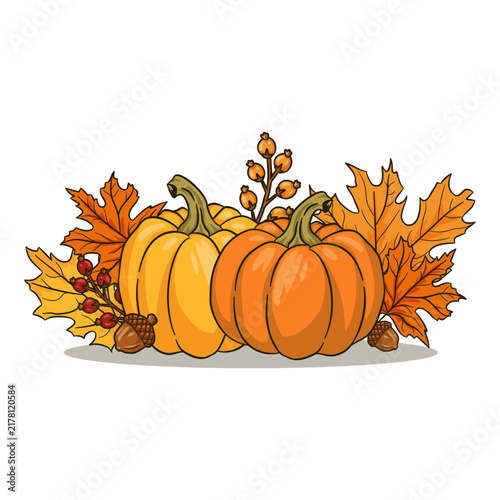 Autumn Pumpkin Harvest Illustration