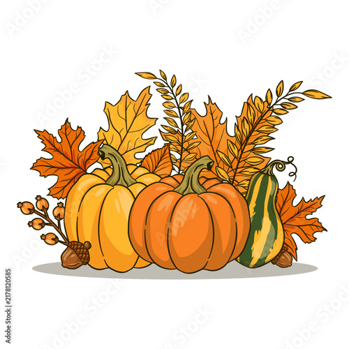Autumn Pumpkin Harvest Illustration