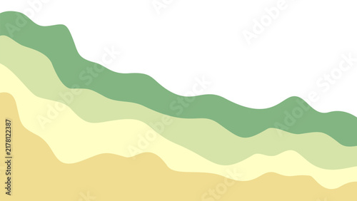 Contemporary fluid wave layout template. Abstract layered backdrop in calming colors of sage green and beige. Eye-catching professional design.
