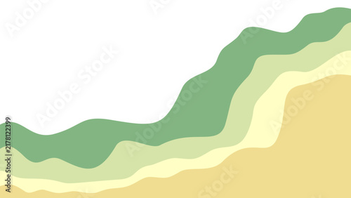Organic abstract layered concept. Undulating flat layers featuring elegant green, sage, pale yellow, and beige. Beautiful calm visual for business.
