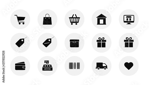 Collection of E-commerce Shopping Icons for Online Store and Retail