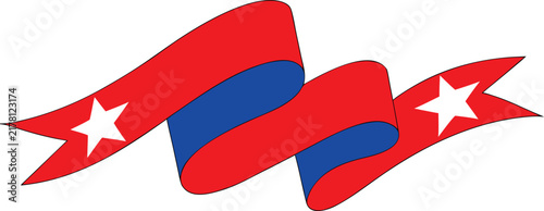 Quadro su tela Armenian flag, vector ribbon, red blue star, national symbol, Armenia country id