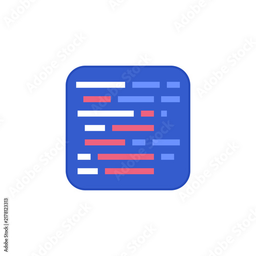Foto Code editor vector icon with colored syntax lines, representing programming interface, software development, web coding, script dashboard and clean developer tool
