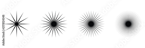 Vintage sunburst vector set starburst line icon collection. Radial sun line pattern ray shape icon. eps 10