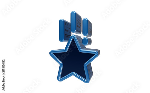 Fotografie Star Achievement Icon: A dynamic blue icon featuring a prominent star with three exclamation marks above, symbolizing excellence, recognition, and outstanding achievement in a clean, modern design