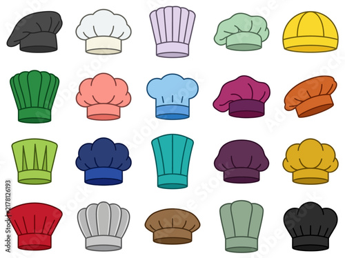 Colorful Chef Hat Icon Set for Culinary Branding