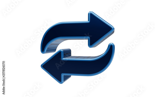 Obraz na płótnie Sync Arrows Icon: A sleek, 3D rendered icon featuring two interlocking arrows forming a circular, synchronized motion, symbolizing data exchange or refresh operations.