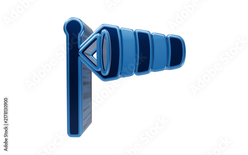 Canvastavla Wind sock Icon: A blue wind sock icon, symbolizing wind direction and speed, rendered in a glossy, 3D style, isolated on a clean background