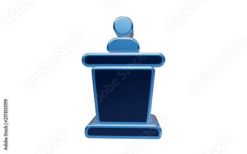 фотографія Lectern Icon: A modern, minimalist blue lectern icon, symbolizing public speaking, presentations, and education