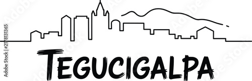 Foto Tegucigalpa city skyline continuous line art drawing with surrounding mountains