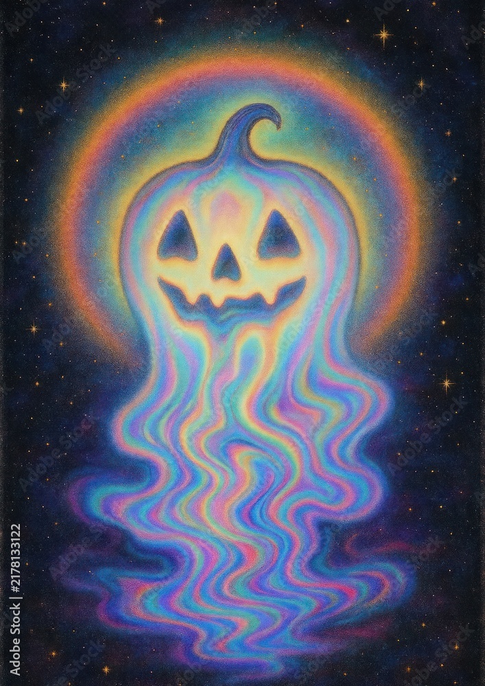 Fototapeta premium Psychedelic pumpkin ghost art
