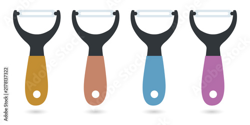 фотографія Colorful vegetable peeler illustration for kitchen design on transparent backgro