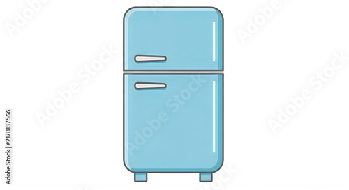Blue vintage-style mini fridge icon isolated on transparent background