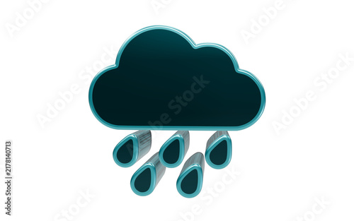 Obraz na płótnie noisy effect Rain Cloud Icon: A stylized 3D icon depicts a dark rain cloud with five stylized raindrops falling beneath it