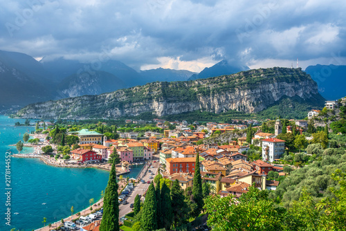 Cuadro en lienzo Torbole sul Garda Town Aerial View Lake Garda Trentino
