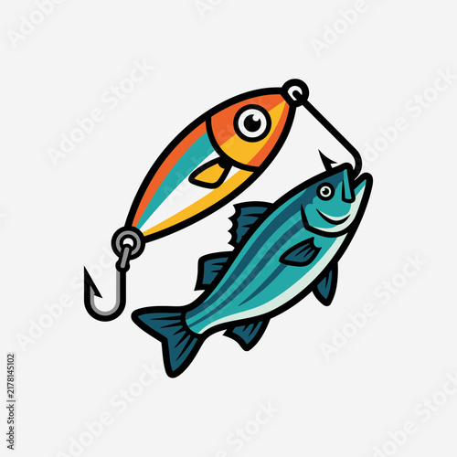 Fishing lure with fish illustration