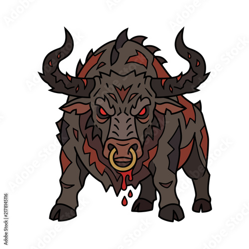 Fierce Bull Creature Isolated