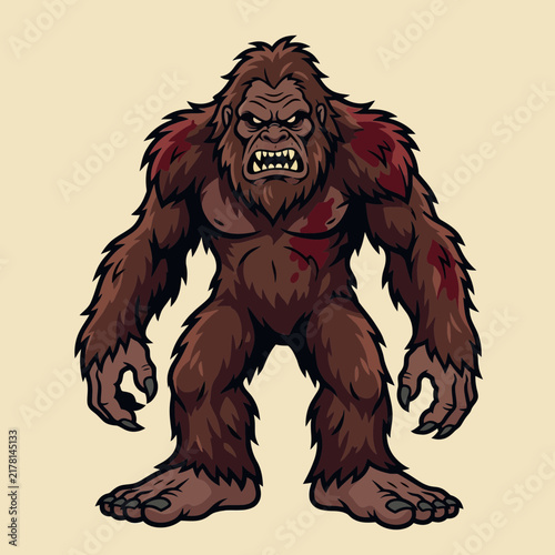 Fierce Bigfoot Creature Illustration