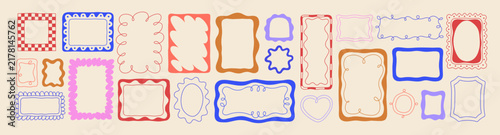 Fotografía Cute hand-drawn frames, doodle line borders