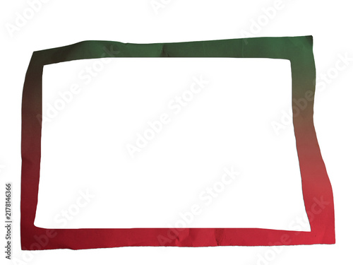 Handmade paper frame with green to red gradient isolated on transparent background