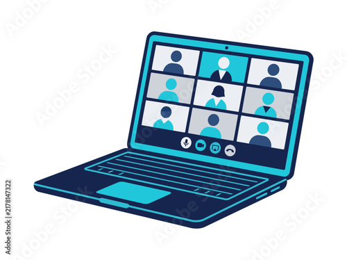 Virtual Meeting and Online Video Conference on Laptop