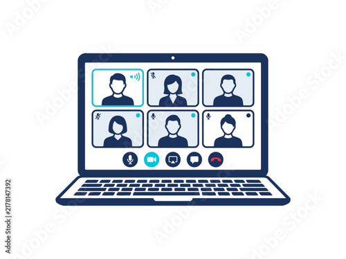 Online Video Conference and Remote Meeting Concept