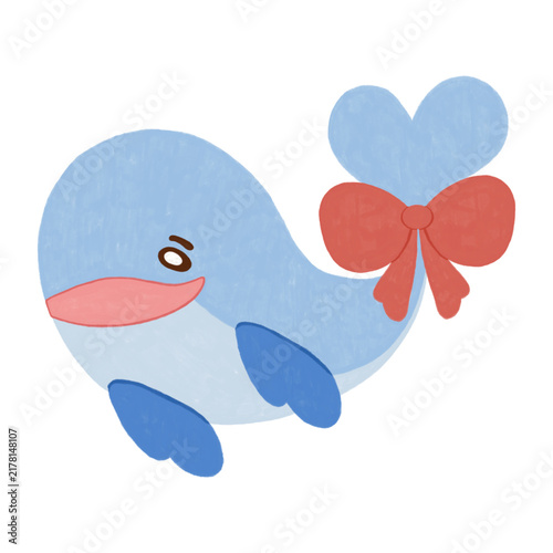 Blue whale animal of the sea digital sticker.