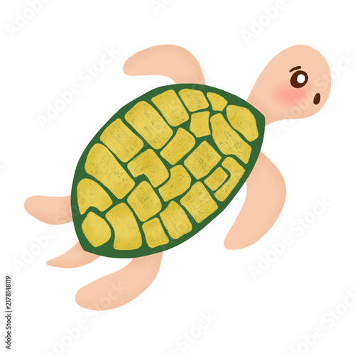 Turtle animal of the sea digital sticker.