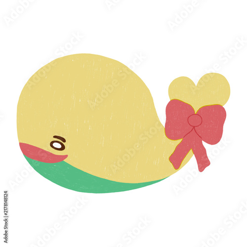Whale digital sticker or animal of under the sea sticker.