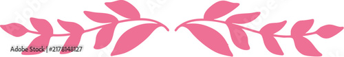 Pink floral leaf border Element in a simple modern silhouette style, line border