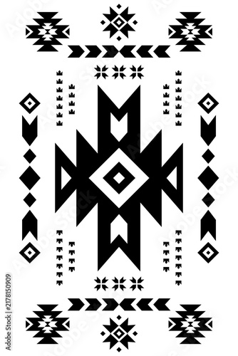 Southwest native seamless pattern ethnic tribal Aztec geometric Navajo Native American fabric black and white design vector for textile printing