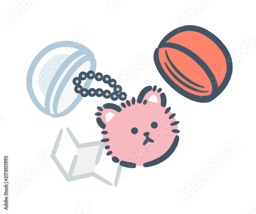 Illustration of a bear mascot capsule toy